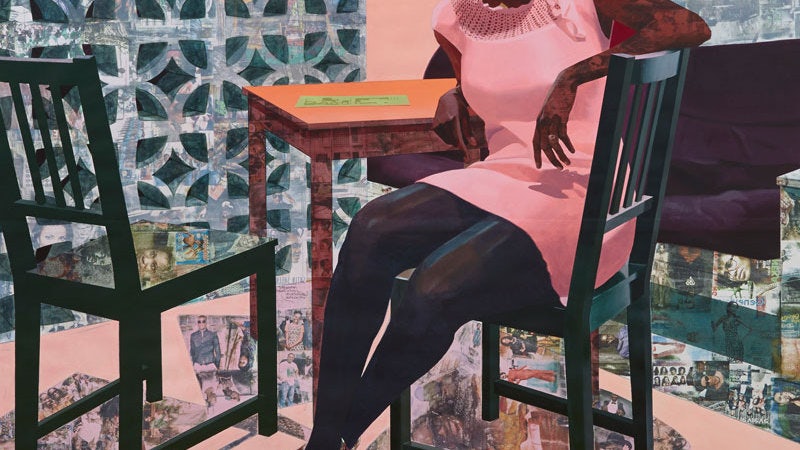 Njideka Akunyili Crosby, Predecessors [detail], 2013. Image courtesy the Artist and Victoria Miro Gallery, London. Collection of Tate Modern, UK.